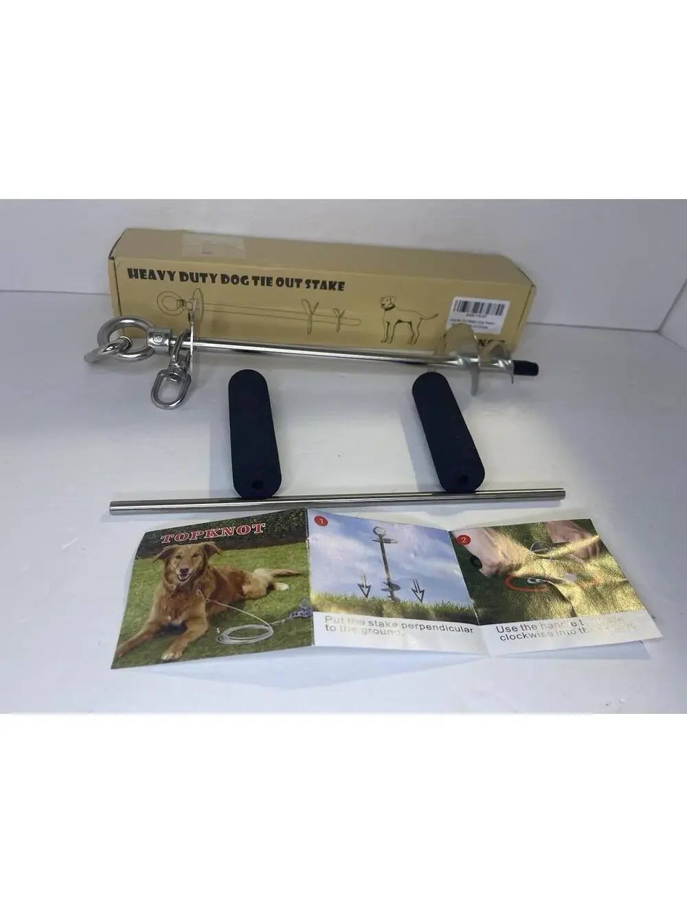Dog Tie Out StakeHeavy Duty Dog Run- Stainless Steel Stake360° Swivel Dog